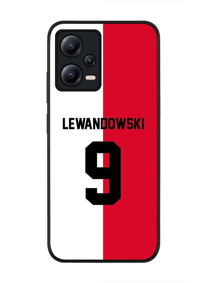 Stylizedd Rugged Black edge case for Poco X5 / Redmi Note 12 5G Slim fit Soft Case Flexible Rubber Edges Anti Drop TPU Gel Thin Cover-Poland Player Name - Lewandowski - Image 1