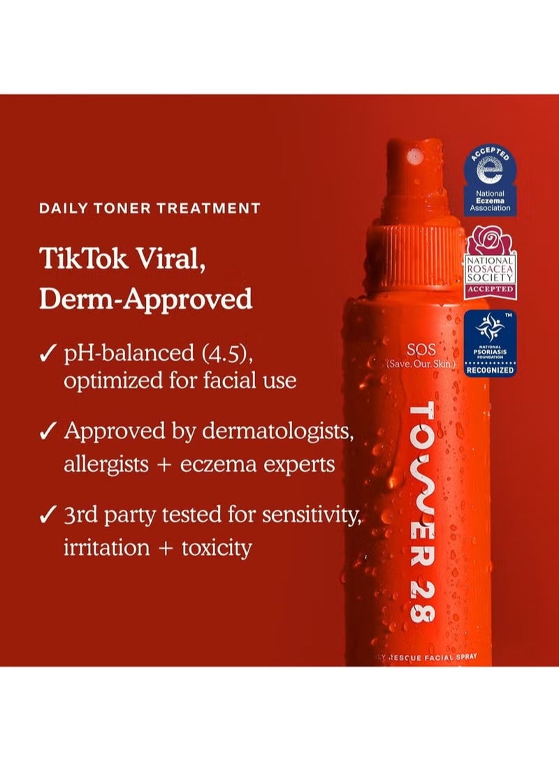 TOWER 28 SOS Daily Rescue Facial Spray for Sensitive Skin, Hypochlorous Acid Spray Helps Reduce Redness and Breakouts, Full Size Toner for Face, 4 FL Oz - Image 3