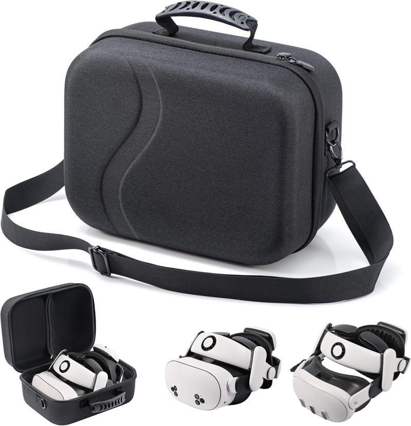 VR Headset Case Black Hard Travel Case - Custom Interior Keeps Headset Secure - Hard Shell Shields Against Impacts for Meta Quest 3 Accessories - Image 1