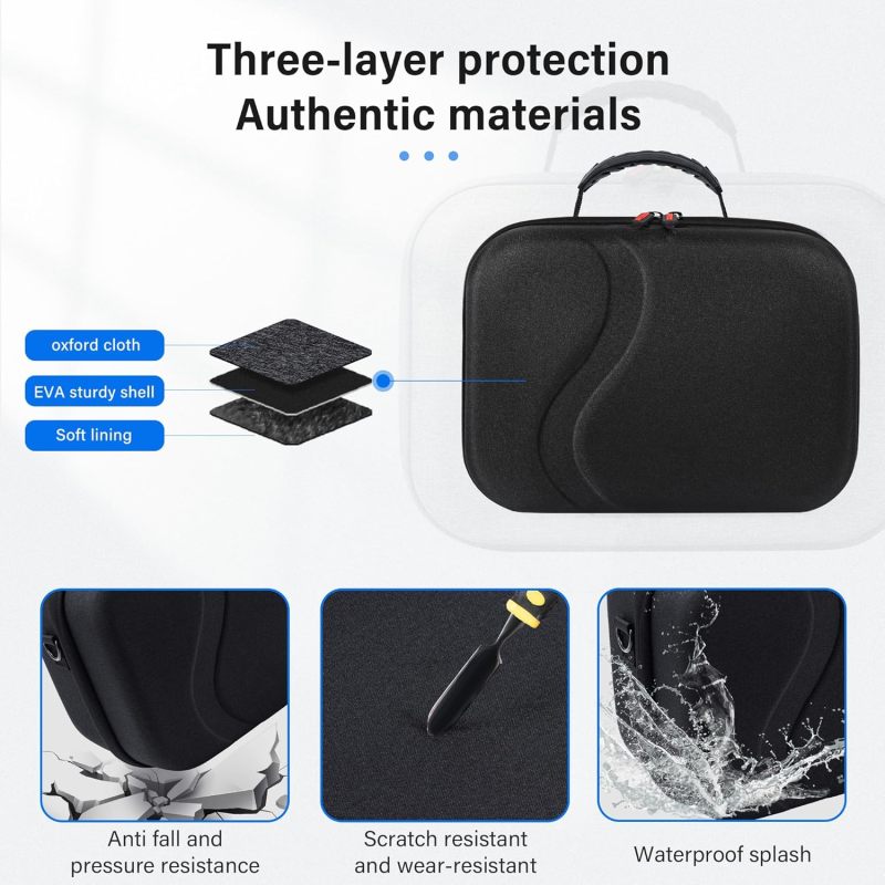 VR Headset Case Black Hard Travel Case - Custom Interior Keeps Headset Secure - Hard Shell Shields Against Impacts for Meta Quest 3 Accessories - Image 4