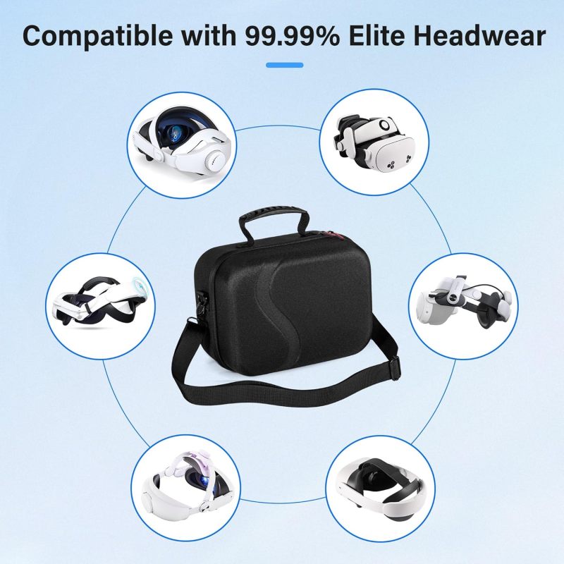 VR Headset Case Black Hard Travel Case - Custom Interior Keeps Headset Secure - Hard Shell Shields Against Impacts for Meta Quest 3 Accessories - Image 3
