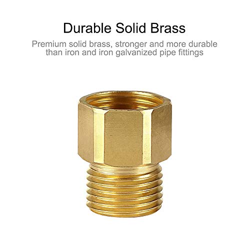 KWODE 1/2" NPT Male to 1/2" NPT Female Faucet Adapter Brass Pipe Fitting Reducer Adapter, Sold in Pairs - Image 5