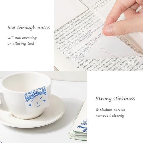 SHUTTLE ART Sticky Notes Transparent Pad | 50 Sheets Clear Waterproof Transparent Sticky Notes | Reusable Sticky Notes Pad for Books, Study, Office & Aesthetic Stationery - Image 3