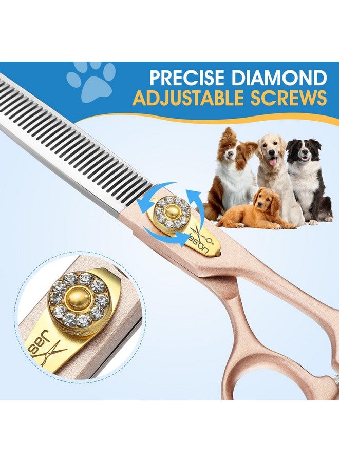 جيسون مقص العناية بالكلاب مقاس 7.5 بوصة - مقص ترقق احترافي مزود بـ 54 سنًا ومقص ياباني من الفولاذ المقاوم للصدأ 440C للكلاب والقطط والحيوانات الأخرى - Image 4