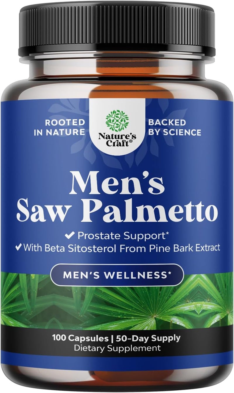Natures Craft Saw Palmetto for Men with Beta Sitosterol  Saw Palmetto Extract Prostate Health Supplement for Men Bladder Control and Prostate Support  Restoring Hair Supplement - Image 1