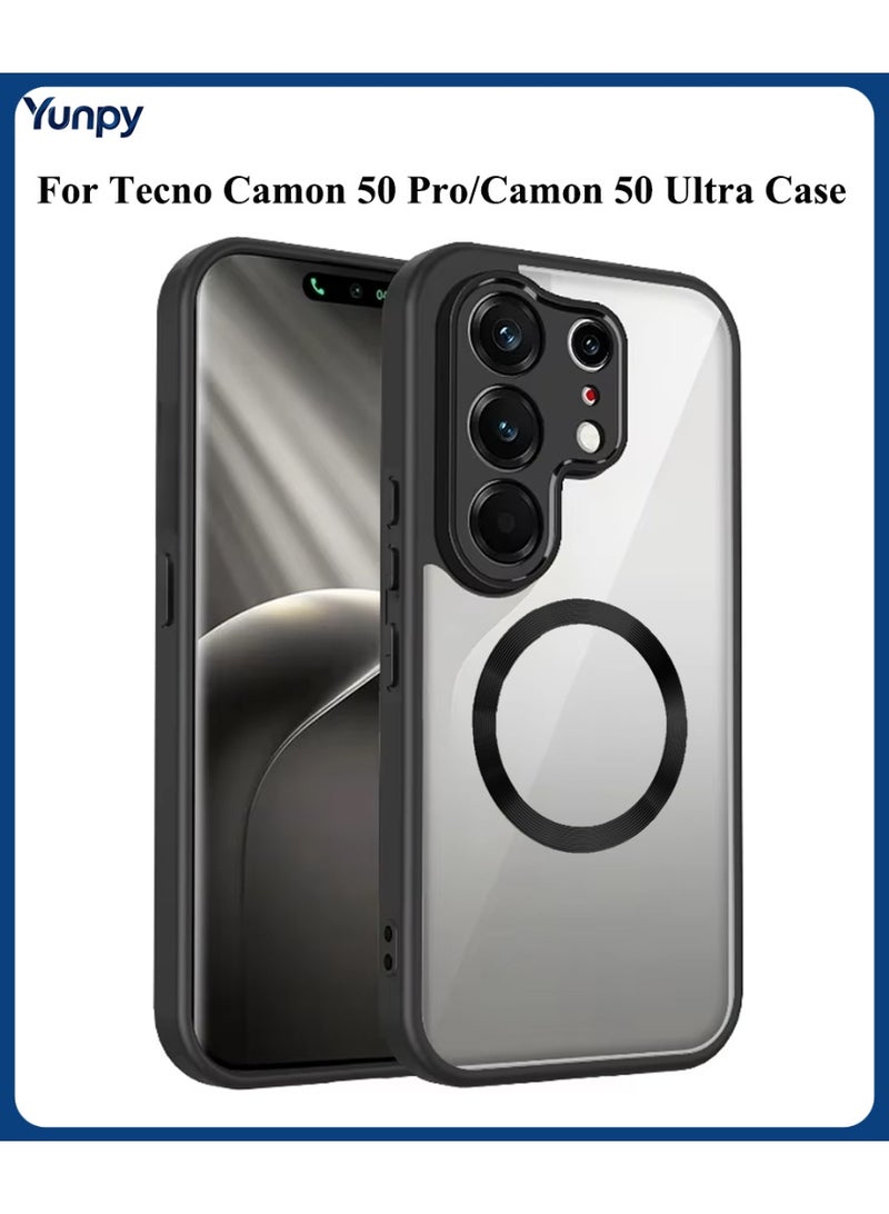 Magnetic Compatible Case for Tecno Camon 50 Pro/Camon 50 Ultra, Shockproof Transparent Phone Case with Anti-Yellowing Hard Shell, Scratch-Resistant Protective Cover