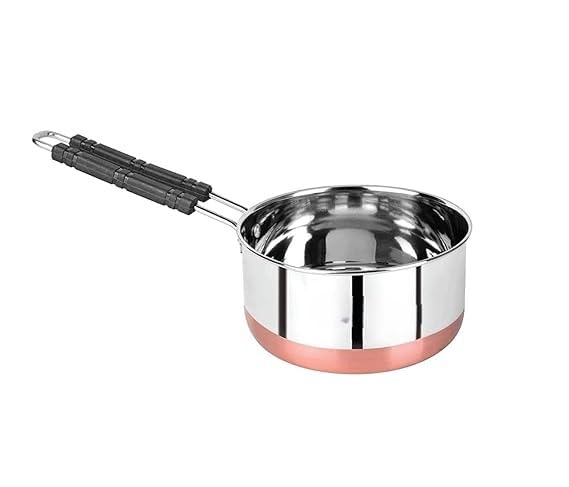 SHOPSIDEX Sauce Pan Tea Maker Milk Coffee pan bhgoni Stainless Steel Copper Bottom Sauce Pan, Flat Base Sauce Pan, Tea Pan, Milk Pan Tapeli Patila, Sauce Pot (3000 and 3500 ML Combo) - Image 5