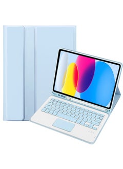 For Samsung TabS9FE11 Inch 2023 Protective Cover Wonderful Control Magnetic Suction Colorful Backlit Bluetooth Keyboard Soft Shell-Color:Sky Blue-Touch Keyboard-Product Type:Samsung A7 T500/T505 10.4 Inch