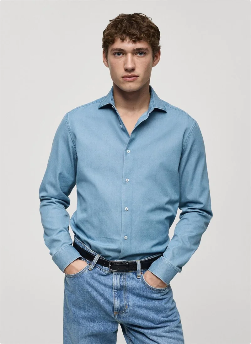 Mango Man 100% cotton chambray shirt