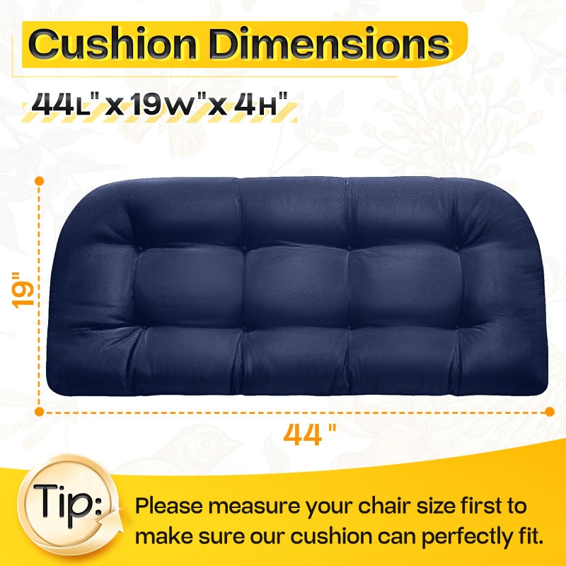 MAGIC ELEPHANT Outdoor Bench Cushion, Memory Foam Loveseat Cushion for Patio Furniture Wicker Chair, Settee Porch Swing Seat Cushion, 44 x 19 Inches (Blue) - Image 2