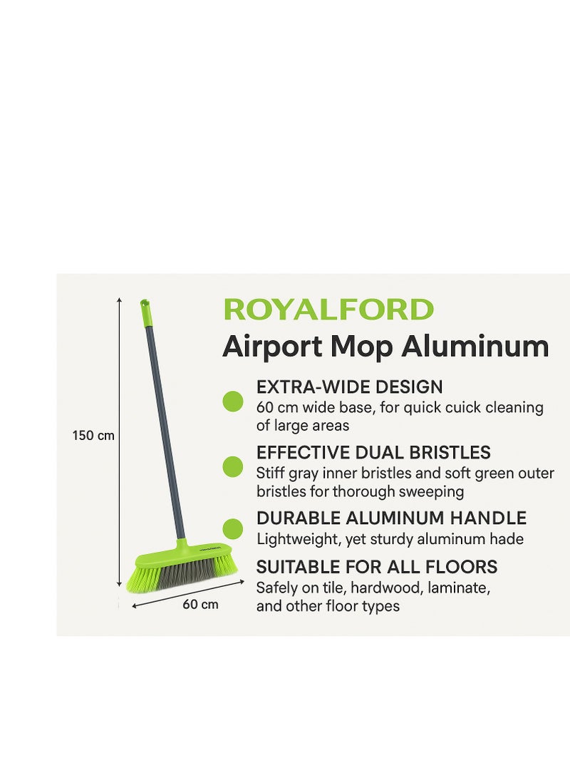 Royalford Broom with Handle RF4885GR Durable Soft Bristle Broom for Home, Kitchen & Floor Cleaning 33cm Wide Head Lightweight & Ergonomic Design Multicolor - Image 5
