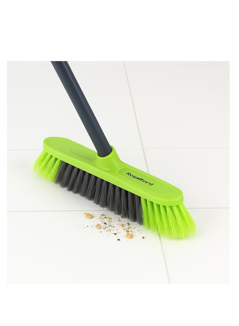 Royalford Broom with Handle RF4885GR Durable Soft Bristle Broom for Home, Kitchen & Floor Cleaning 33cm Wide Head Lightweight & Ergonomic Design Multicolor - Image 1