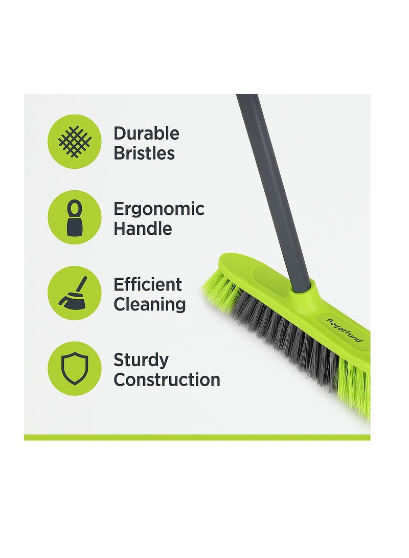Royalford Broom with Handle RF4885GR Durable Soft Bristle Broom for Home, Kitchen & Floor Cleaning 33cm Wide Head Lightweight & Ergonomic Design Multicolor - Image 2