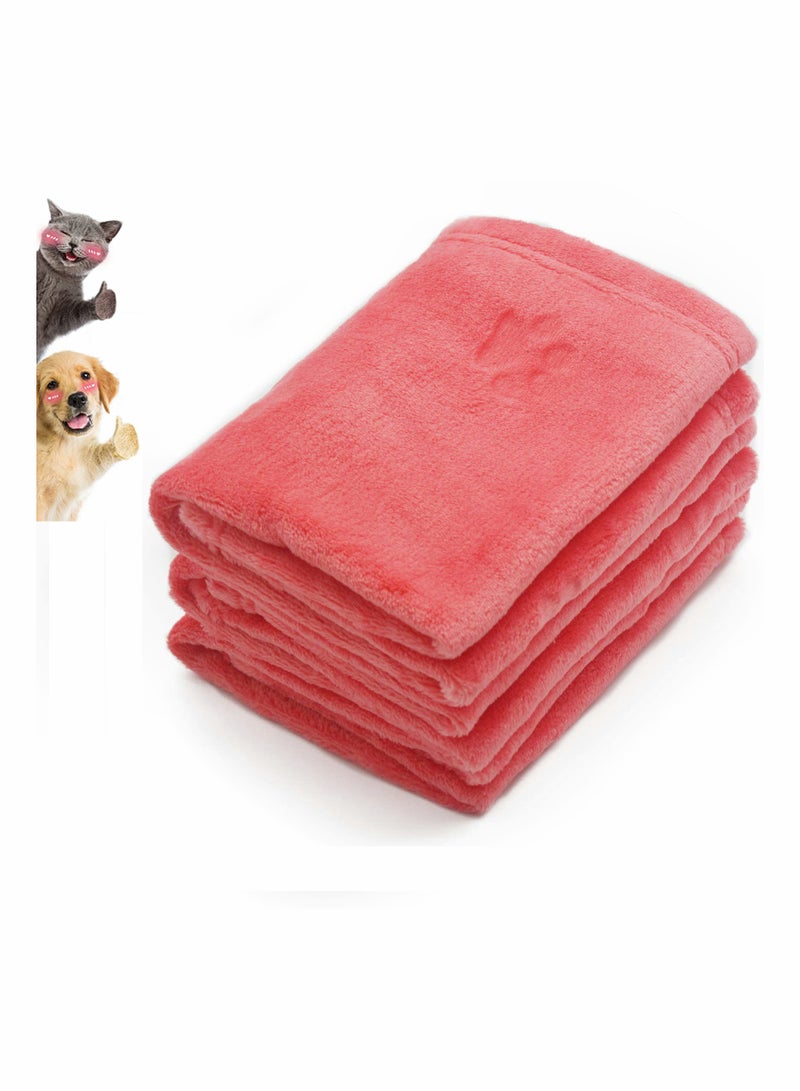 SYOSI 3 Pcs Pet Flannel Blankets Super Soft Fluffy Premium Fleece Pet Bed Blanket Cat Paw Cat Kitten Paw Print Blanket for Dog Puppy Pink Small - Image 1