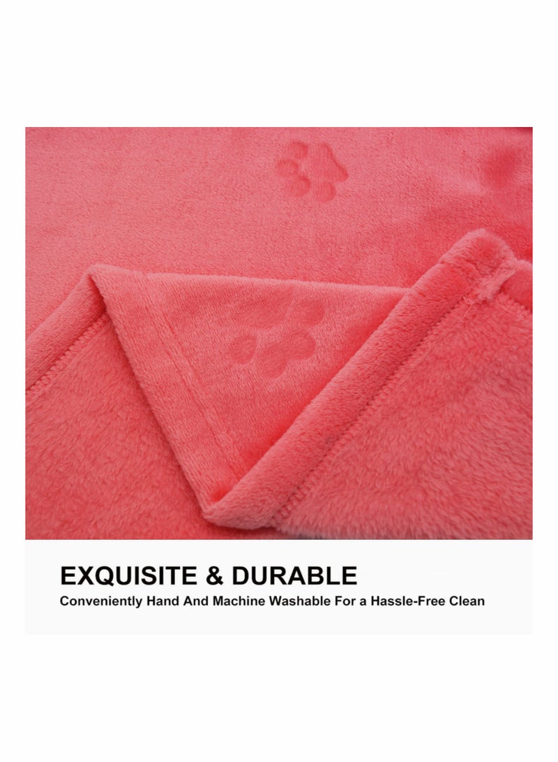 SYOSI 3 Pcs Pet Flannel Blankets Super Soft Fluffy Premium Fleece Pet Bed Blanket Cat Paw Cat Kitten Paw Print Blanket for Dog Puppy Pink Small - Image 5