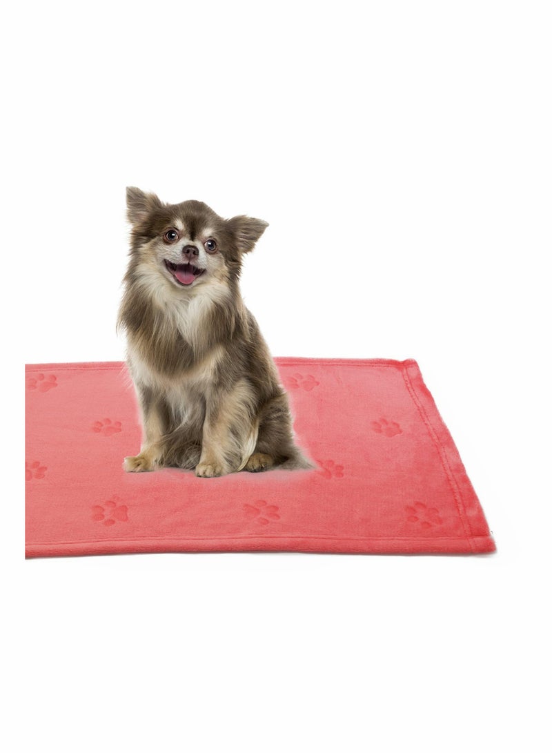 SYOSI 3 Pcs Pet Flannel Blankets Super Soft Fluffy Premium Fleece Pet Bed Blanket Cat Paw Cat Kitten Paw Print Blanket for Dog Puppy Pink Small - Image 2