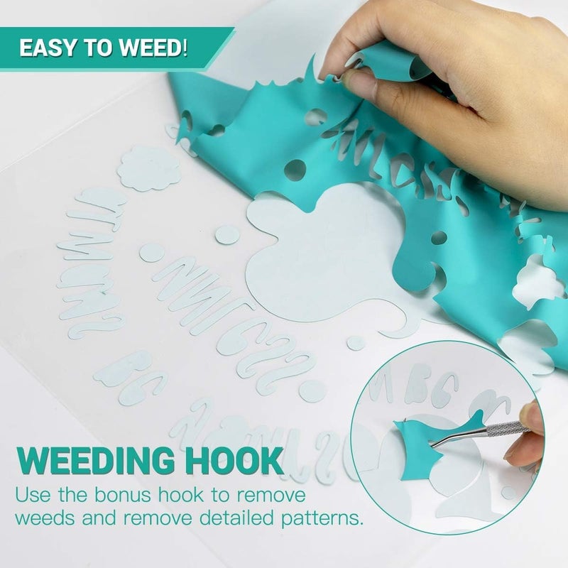 HTVRONT Heat Transfer Vinyl Bundle: 24 Pack 12"x12" Iron on Vinyl Sheets for T-Shirt, 21 Assorted Colors HTV Vinyl with 1 Teflon Sheet & Weeding Hooks - Image 5