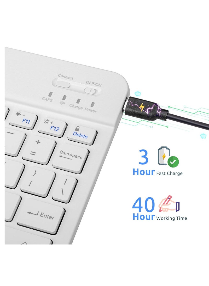 Ultra-Slim Bluetooth Keyboard and Mouse Combo Rechargeable Portable Wireless Keyboard Mouse Set for Apple iPad iPhone iOS 13 and Above Samsung Tablet Phone Smartphone Android Windows (White - Image 5