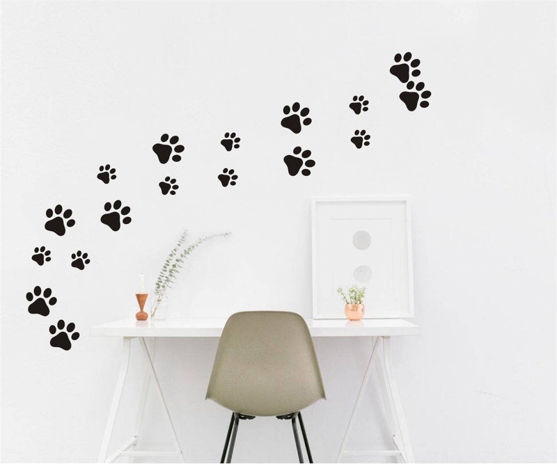 JURUOXIN 49 Pieces/Set Dog Paws Wall Decals Vinyl Pawprints Sticker Animal Footprint Wall Art Decoration for Kids Boy Girl Baby Nursery Bedroom Living Room Animal Tracks Decor YMX21 (Black) - Image 3
