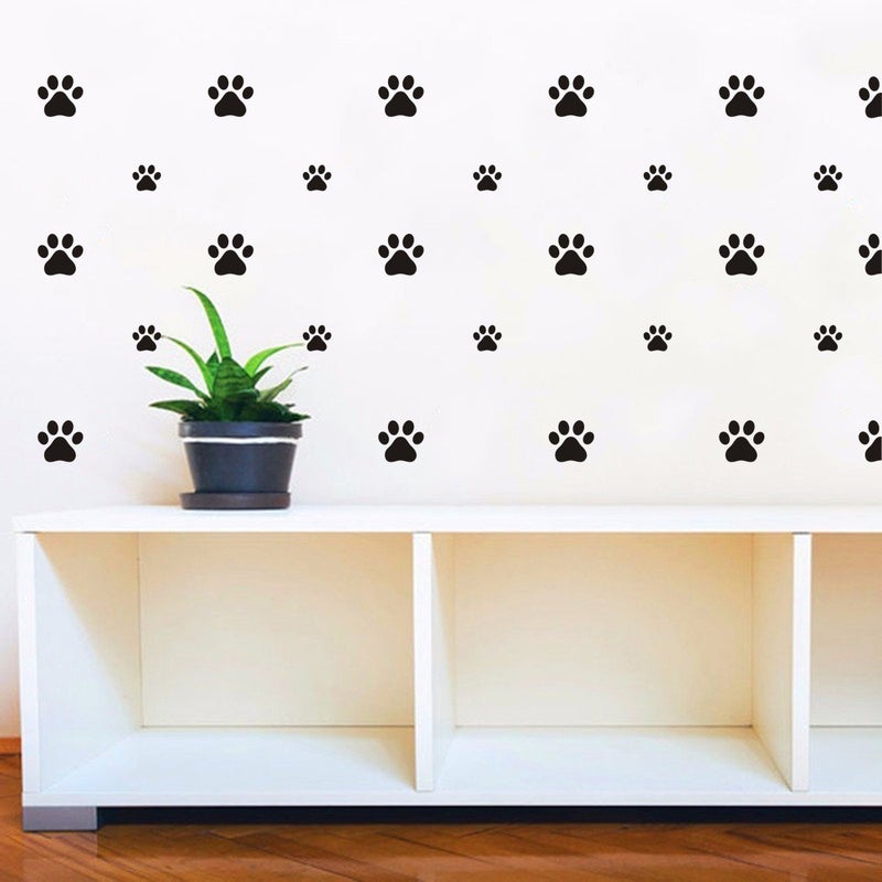 JURUOXIN 49 Pieces/Set Dog Paws Wall Decals Vinyl Pawprints Sticker Animal Footprint Wall Art Decoration for Kids Boy Girl Baby Nursery Bedroom Living Room Animal Tracks Decor YMX21 (Black) - Image 4