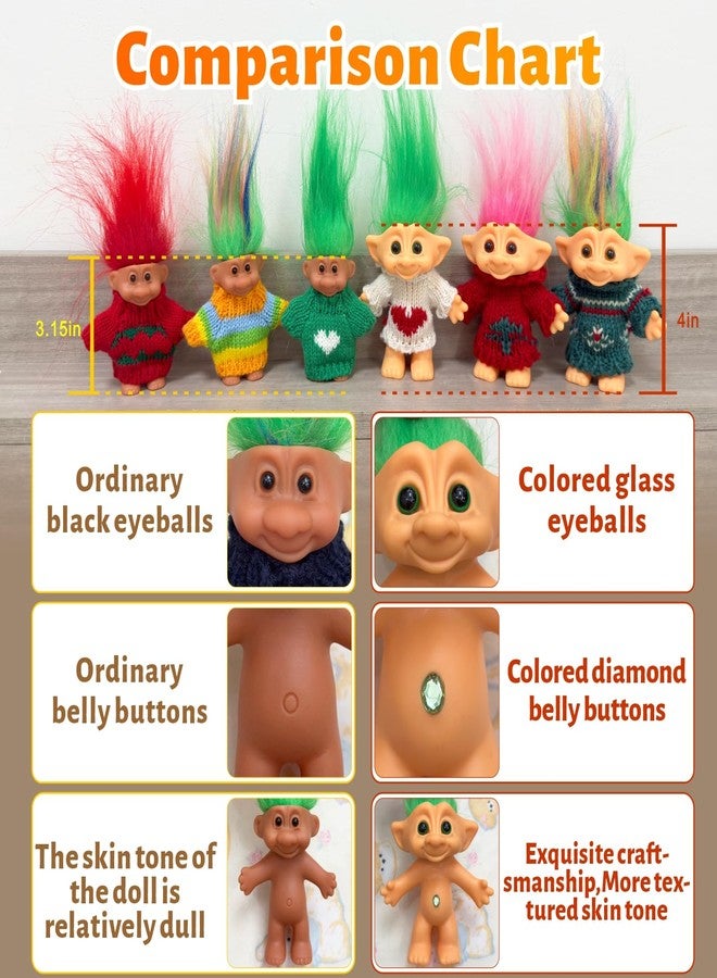 Yintlilocn 3.9" Lucky Trolls Dolls PVC Vintage Troll Doll Action Figures - Image 3