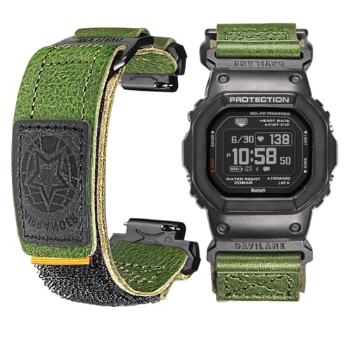 DAVILANE Watch Band Strap for Casio Mens G-Shock GA-100/110/120/135/140/150/200/2100/2110,GB-5600,GBA-400,GW-M5610, 16mm Leather Hook & Loop Casio strap - Image 1