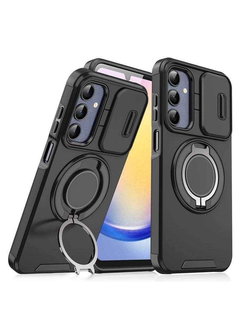 X-level Samsung Galaxy A25 5G Case,Slide Camera Cover, Built-in 360° Rotate Ring Kickstand, Military Grade Shockproof Test, Heavy Duty Shockproof Protective Back Cover for Samsung Galaxy A25 5G Black  - Image 1
