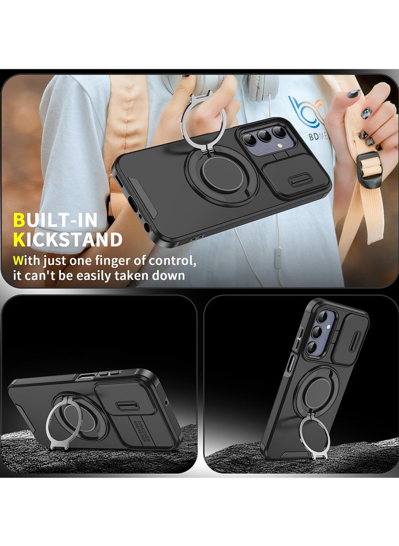 X-level Samsung Galaxy A25 5G Case,Slide Camera Cover, Built-in 360° Rotate Ring Kickstand, Military Grade Shockproof Test, Heavy Duty Shockproof Protective Back Cover for Samsung Galaxy A25 5G Black  - Image 2