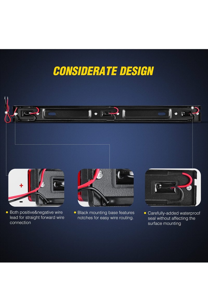 9 LED Red Tail Marker Light Bar with Black Stainless Steel Bracket for Truck Trailer Boat Identification - Image 5