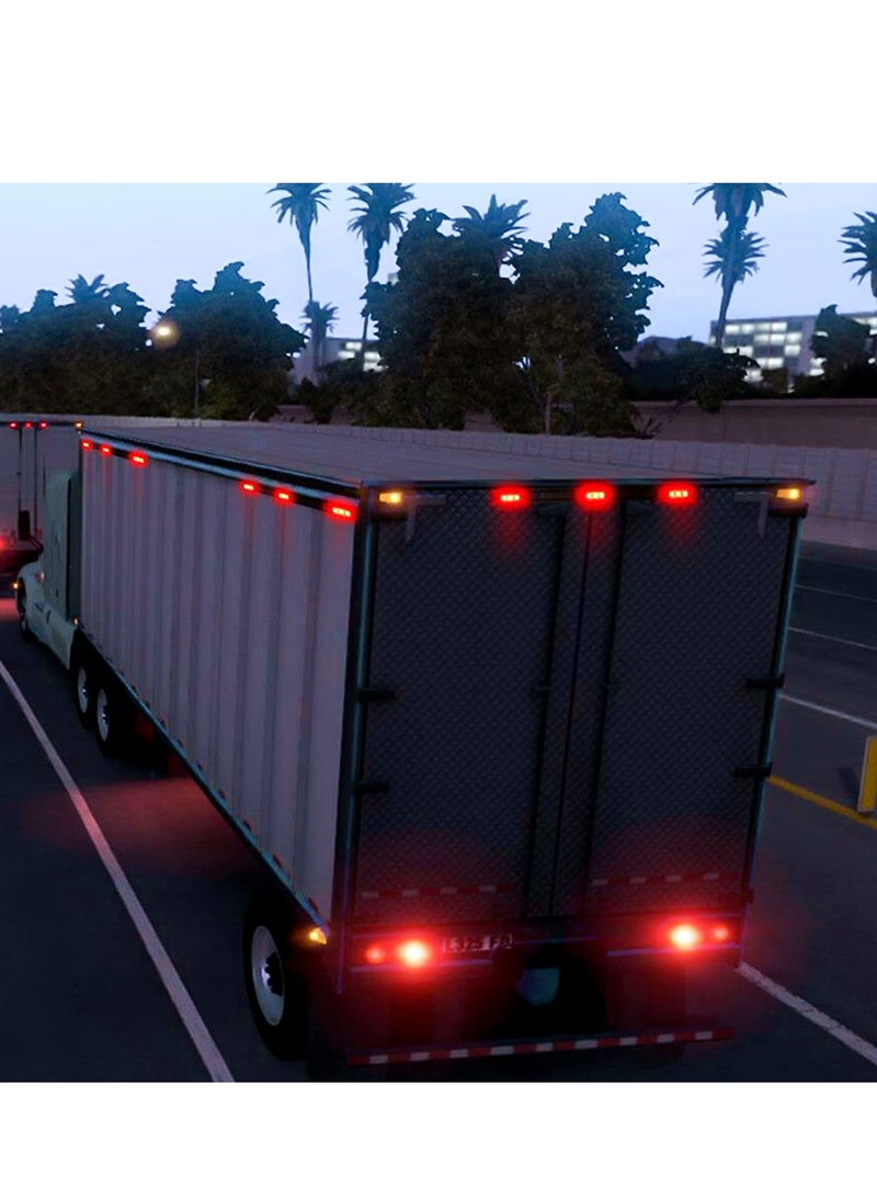 9 LED Red Tail Marker Light Bar with Black Stainless Steel Bracket for Truck Trailer Boat Identification - Image 3