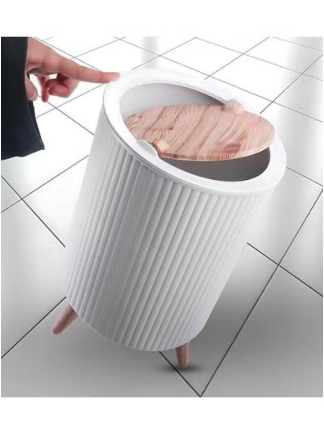 سلة مهملات متعددة الأغراض مصممة بشكل مثالي لتناسب مساحات مختلفة بما في ذلك المطبخ والحمام والمكتب وغرفة النوم للتخلص من النفايات بسهولة وبشكل عملي ابيض بالضغط على الأعلى - Image 3