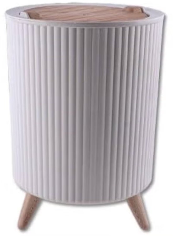 سلة مهملات متعددة الأغراض مصممة بشكل مثالي لتناسب مساحات مختلفة بما في ذلك المطبخ والحمام والمكتب وغرفة النوم للتخلص من النفايات بسهولة وبشكل عملي ابيض بالضغط على الأعلى - Image 1