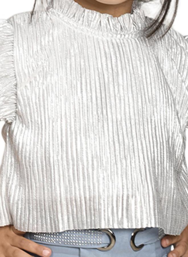 LilPicks Flutter Sleeves Ruffled Cotton Top - Image 2