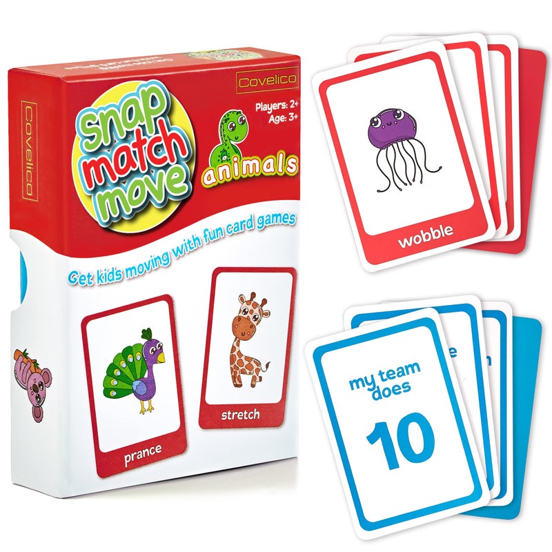 Covelico Animal Movement Cards Active Games for Toddlers Kids Play Snap Matching Go Fish with Animal Cards Animal Memory Matching Game Flash Cards Recess Equipment PE Equipment - Image 2
