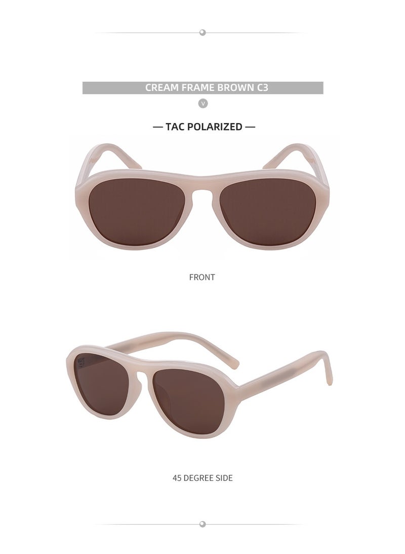Women's European Style Polarized Sunglasses, Oversized Round TR Frame, UV400 Protection - Image 2