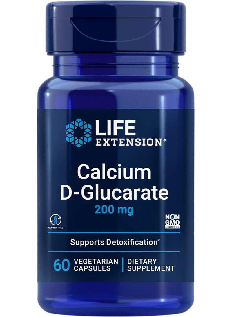 Life Extension Calcium D-Glucarate, 200 mg - Supports Detoxification, Helps Flush Out Unwanted Compounds – Gluten-Free, Non-GMO, Vegetarian – 60 Capsules - Image 1
