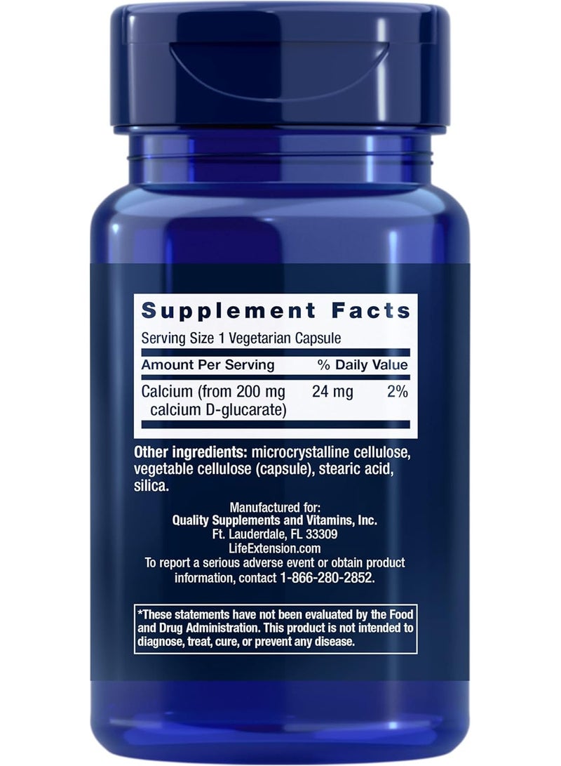 Life Extension Calcium D-Glucarate, 200 mg - Supports Detoxification, Helps Flush Out Unwanted Compounds – Gluten-Free, Non-GMO, Vegetarian – 60 Capsules - Image 2