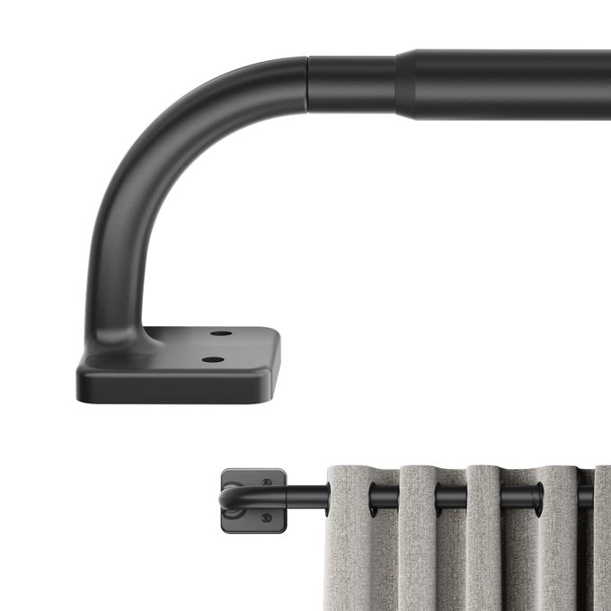 CURTAIN RODS FOR WINDOWS 36 TO 60 INCH 58 BLACKOUT WRAP AROUND CURTAIN ROD TELESCOPING ADJUSTABLE FOR SLIDING DOOR BEDROOM KITCHEN RV BLACK 3663