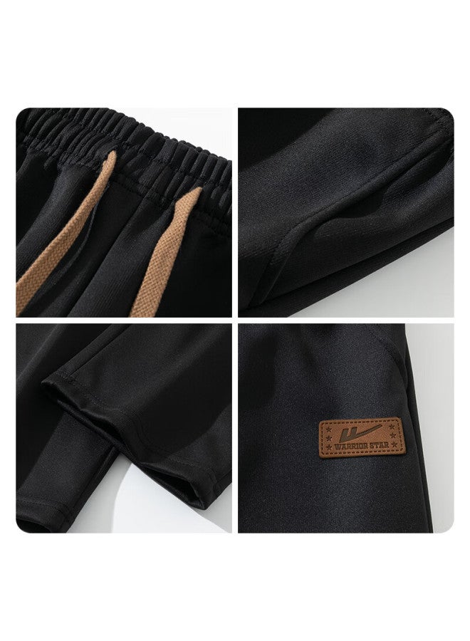 Pull Back بنطلونات واريور الكاجوال للرجال، بنطلونات فضفاضة للربيع، بنطلونات واسعة الأرجل، بنطلونات مستقيمة الأرجل متعددة الاستخدامات، بنطلونات رياضية طويلة، أسود، 2XL - Image 3