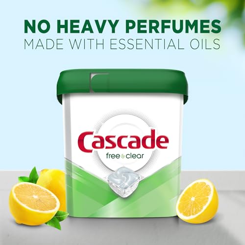 Cascade Free & Clear ActionPacs, Dishwasher Detergent, Lemon Essence, Dishwasher Soap, Dishwasher Pods, 62 Count - Image 2