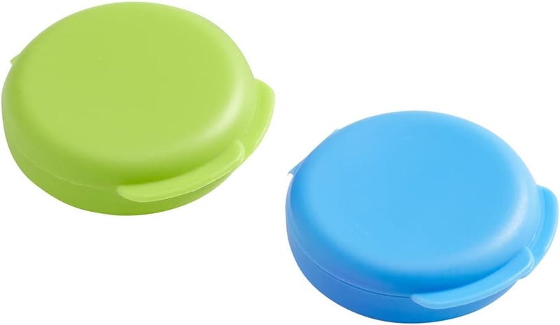 EZY DOSE Daily Round, Portable On-The-Go Pocket Pharmacy, Pill Box, Organizer and Vitamin Containers, Snap Shut Lids, Perfect for Traveling, Blue and Green, 2 Pack, BPA Free