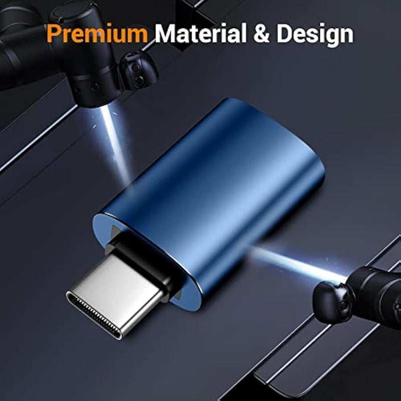 𝟒𝐏𝐚𝐜𝐤 𝐔𝐩𝐠𝐫𝐚𝐝𝐞𝐝 USB to USB C Adapter,USB C Male to USB 3.0 Female OTG Converter for iPhone 16 15 14 13 Plus Pro Max,Apple Watch,Airpods,S24 Ultra, Gender Changers OTG Adapters - Blue/Black - Image 4