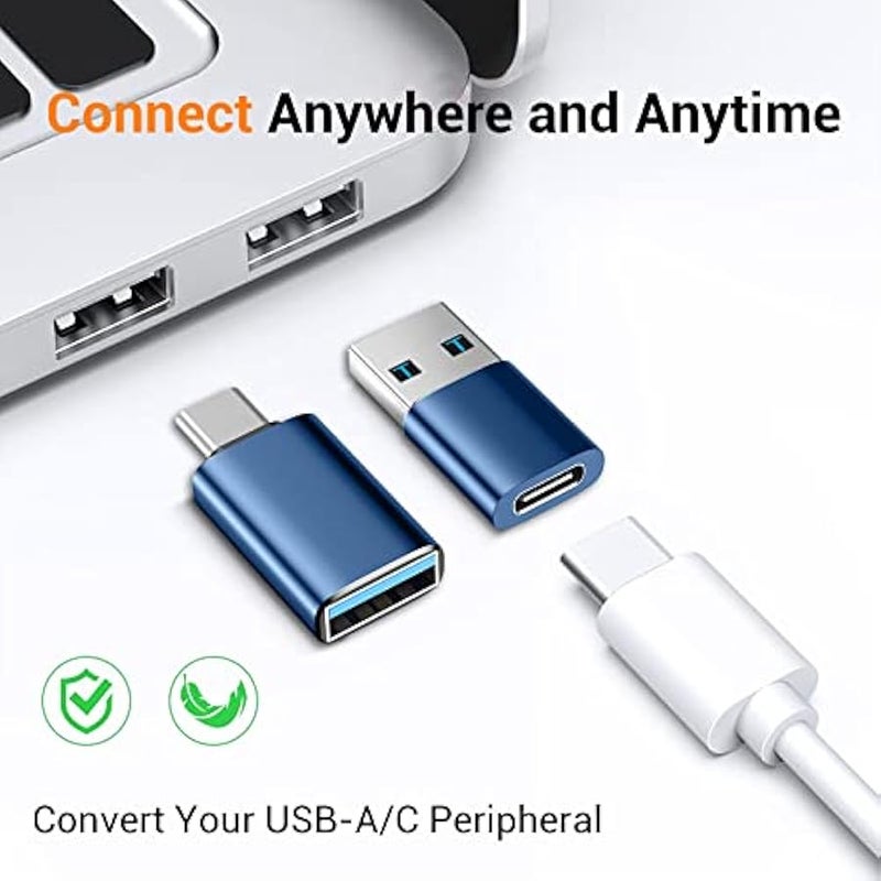𝟒𝐏𝐚𝐜𝐤 𝐔𝐩𝐠𝐫𝐚𝐝𝐞𝐝 USB to USB C Adapter,USB C Male to USB 3.0 Female OTG Converter for iPhone 16 15 14 13 Plus Pro Max,Apple Watch,Airpods,S24 Ultra, Gender Changers OTG Adapters - Blue/Black - Image 5