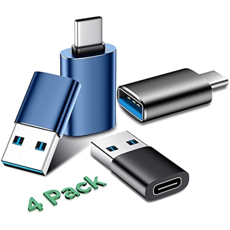 𝟒𝐏𝐚𝐜𝐤 𝐔𝐩𝐠𝐫𝐚𝐝𝐞𝐝 USB to USB C Adapter,USB C Male to USB 3.0 Female OTG Converter for iPhone 16 15 14 13 Plus Pro Max,Apple Watch,Airpods,S24 Ultra, Gender Changers OTG Adapters - Blue/Black - Image 1