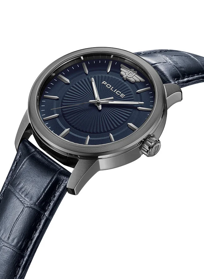 بوليس ساعة يد رجالية جلدية بعقارب زرقاء من راهو ٤٤ مم