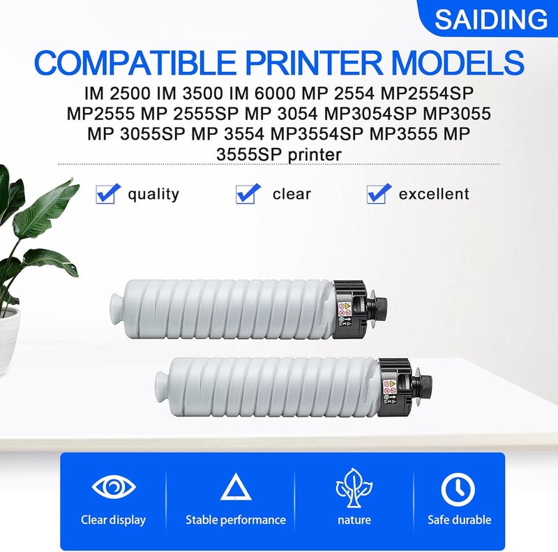 SAIDING MP2554 MP3554 Toner Cartridge Replacement for Ricoh MP2554 MP2555 MP3054 MP3055 MP3554 MP3555 MP4054 MP4055 MP5054 MP5055 MP6055 IM4000 IM5000 IM6000 Printer,841993,841999,842126 - Image 2