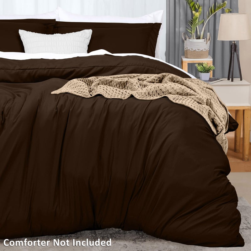 Utopia Bedding Duvet Cover King Size - 1 Duvet Cover with 2 Pillow Shams - 3 Pieces Bedding Duvet Cover with Zipper Closure - Soft Brushed Microfiber, 104 X 90 Inches (King, Brown) - Image 4