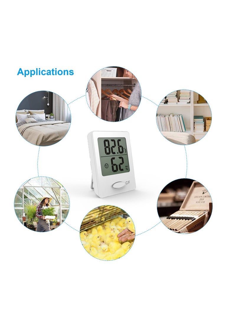 SYOSI - Digital Hygrometer Indoor Thermometer, Mini Indoor Thermometer Room Temperature Monitor, Humidity Gauge Temperature Humidity Monitor Meter for Home, Office, Greenhouse ,Nursery, Baby Room(White) - Image 1