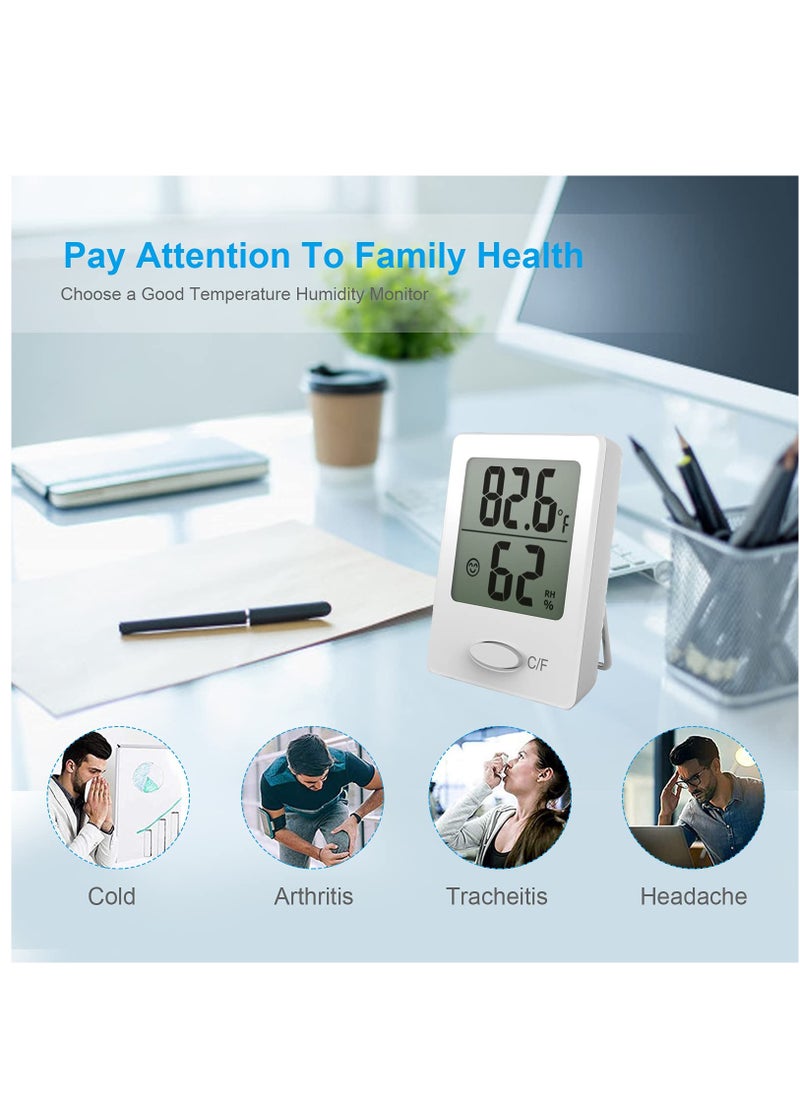 SYOSI - Digital Hygrometer Indoor Thermometer, Mini Indoor Thermometer Room Temperature Monitor, Humidity Gauge Temperature Humidity Monitor Meter for Home, Office, Greenhouse ,Nursery, Baby Room(White) - Image 1