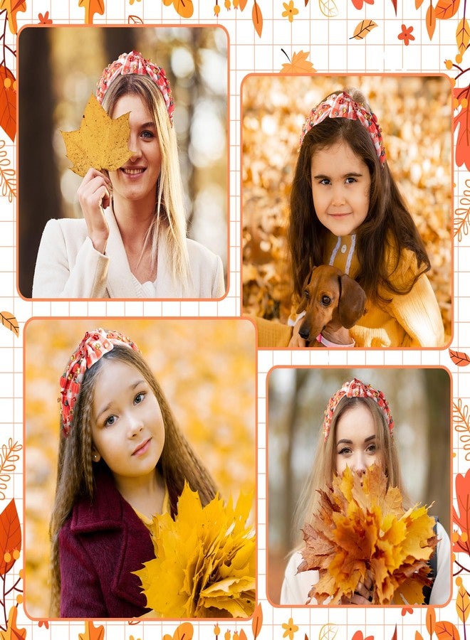 PANTIDE Thanksgiving Fall Jeweled Knotted Headband - Pumpkin Rhinestone Crystal Embellished Headband Wide Top Knot Fashion Hairband Hair Accessories Autumn Birthday Gift for Women Girls(Plaid Pumpkin) - Image 4